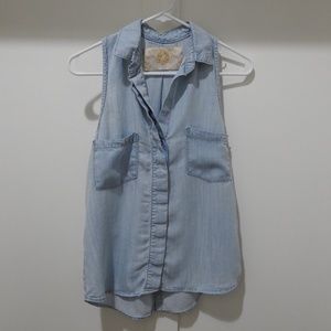Bella Dahl Button-Down Chambray Sleeveless Top XS